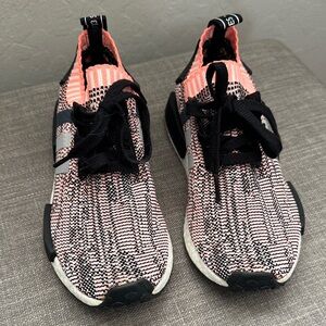 Adidas NMD Black neon orange and grey Knit Sneakers